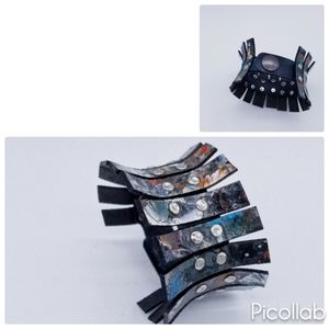 COP"Graphic Girl" Handpainted Leather Cuff